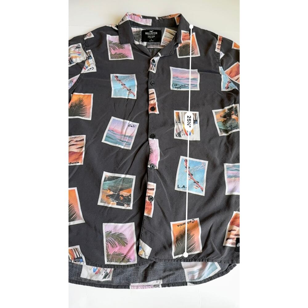 Hollister California Men's Large Epic Flex Button-Up Short Sleeve Cali Photos - Picture 10 of 11